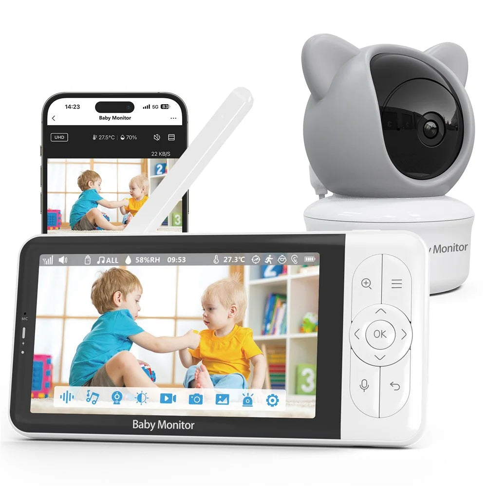 BABY6TY Tuya 5 Inch Baby Monitor Two-Way Audio 1080P Wifi Camera Video Infant Monitoring Device - US Plug - 1
