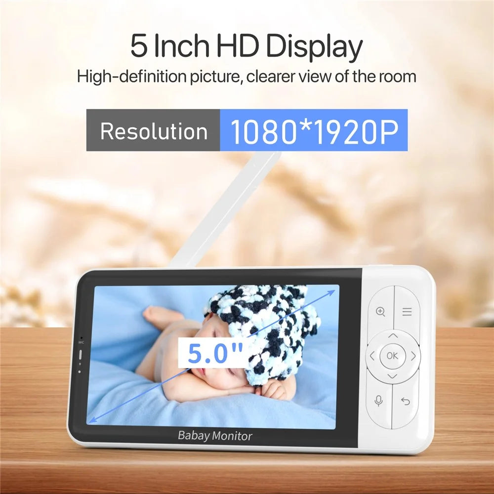 BABY6TY Tuya 5 Inch Baby Monitor Two-Way Audio 1080P Wifi Camera Video Infant Monitoring Device - US Plug - 2