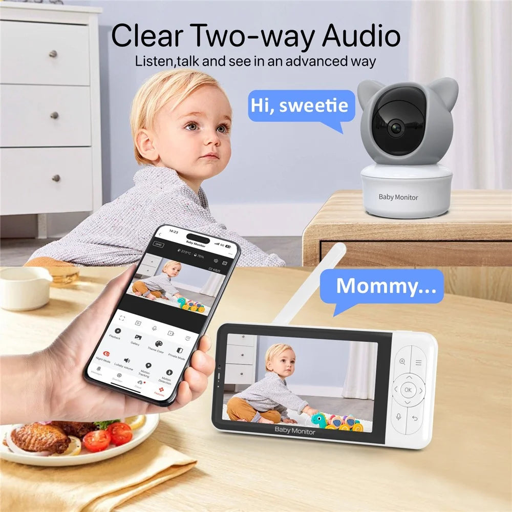 BABY6TY Tuya 5 Inch Baby Monitor Two-Way Audio 1080P Wifi Camera Video Infant Monitoring Device - US Plug - 5