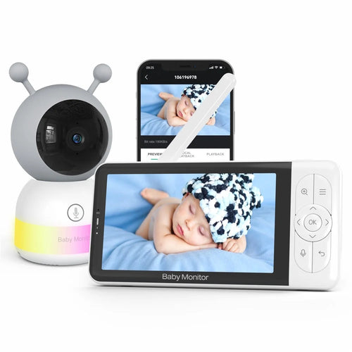 BABY6TS Cloudedge App 5 Inch Dual Channel Baby Monitor Two-Way Audio 1080P HD Night Vision WiFi Camera - US Plug - 1
