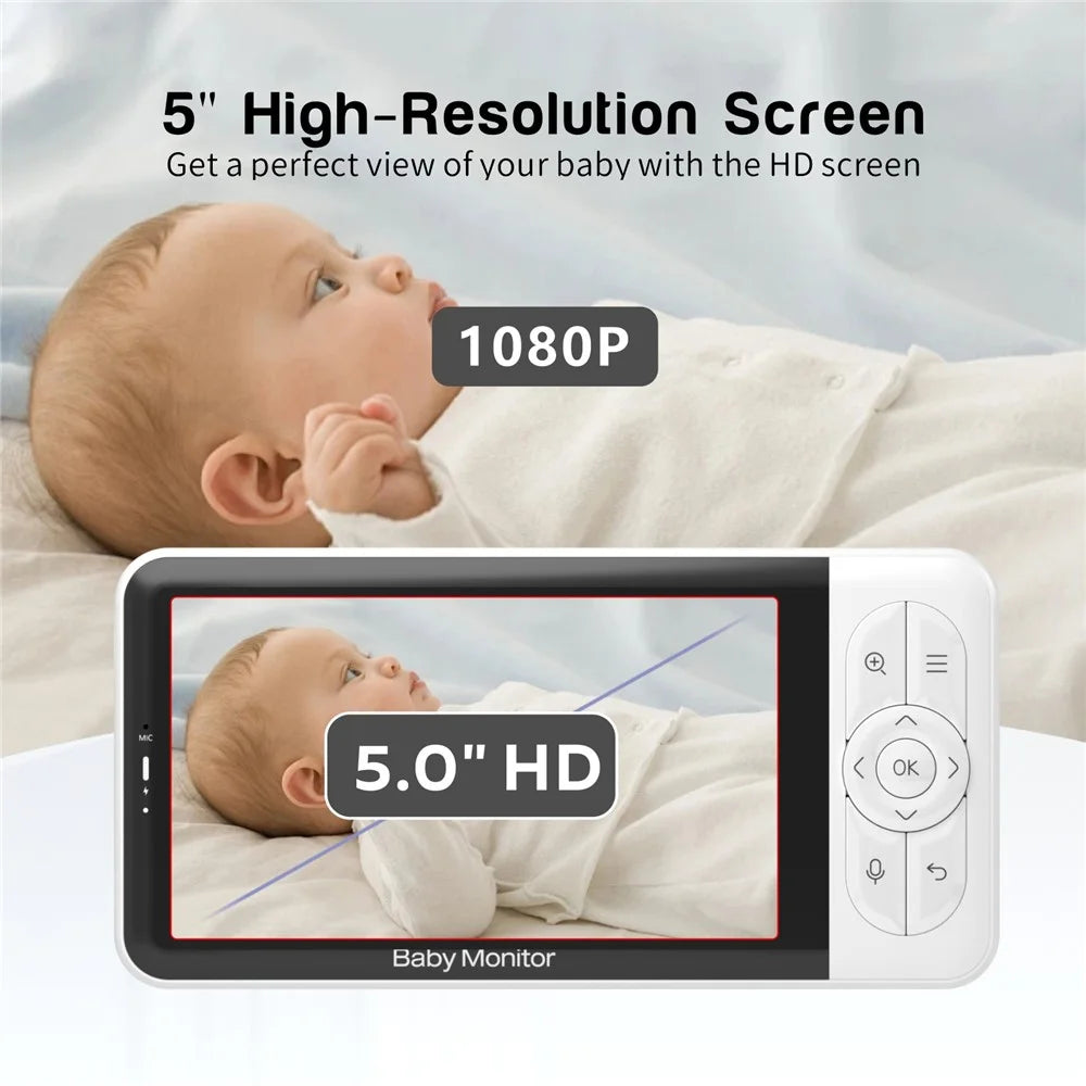 BABY6TS Cloudedge App 5 Inch Dual Channel Baby Monitor Two-Way Audio 1080P HD Night Vision WiFi Camera - US Plug - 2