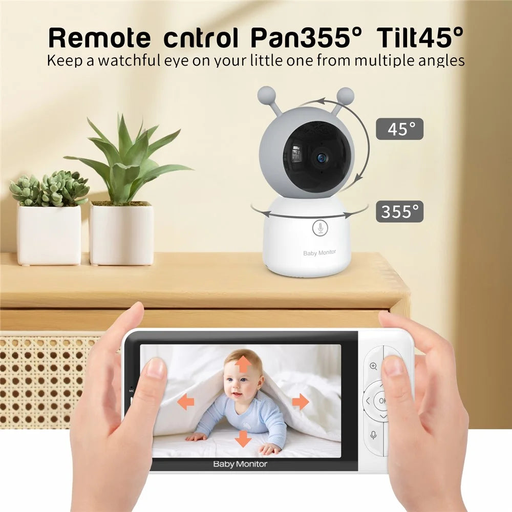 BABY6TS Cloudedge App 5 Inch Dual Channel Baby Monitor Two-Way Audio 1080P HD Night Vision WiFi Camera - US Plug - 3