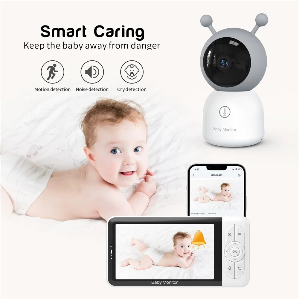 BABY6TS Cloudedge App 5 Inch Dual Channel Baby Monitor Two-Way Audio 1080P HD Night Vision WiFi Camera - US Plug - 6