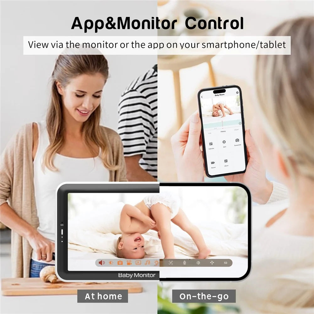 BABY6TS Cloudedge App 5 Inch Dual Channel Baby Monitor Two-Way Audio 1080P HD Night Vision WiFi Camera - US Plug - 7