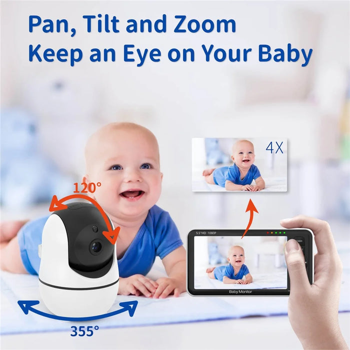 SM55 5.5 Inch Baby Monitor Two-Way Audio 1080P HD Display Panoramic Remote Control Night Vision Camera - US Plug - 3