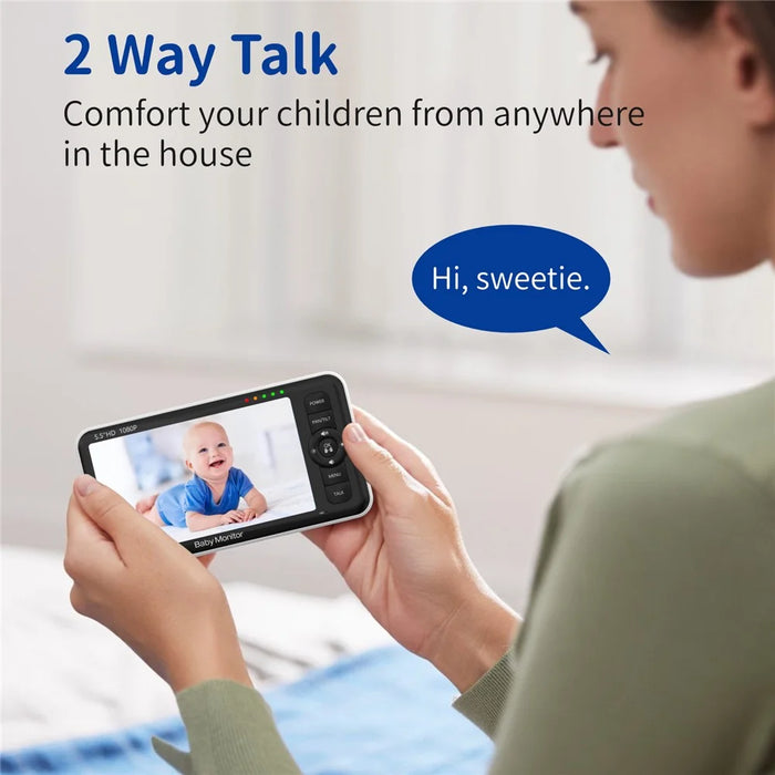 SM55 5.5 Inch Baby Monitor Two-Way Audio 1080P HD Display Panoramic Remote Control Night Vision Camera - US Plug - 4