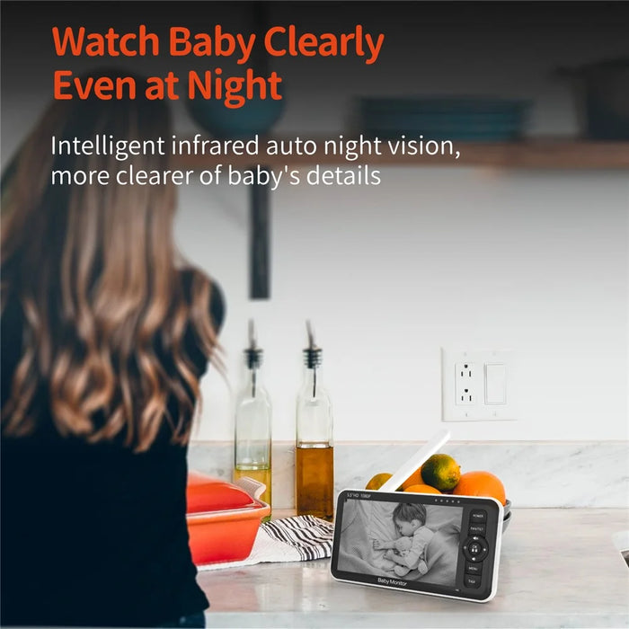 SM55 5.5 Inch Baby Monitor Two-Way Audio 1080P HD Display Panoramic Remote Control Night Vision Camera - US Plug - 6