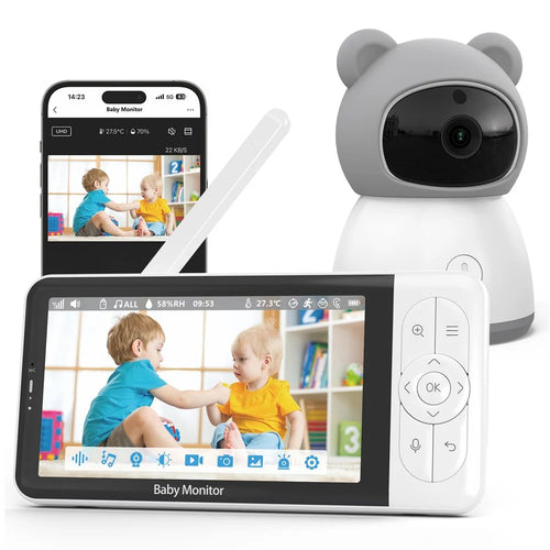 BABY6TYQ 5 Inch Baby Monitor Night Vision Tuya App Infant Two Way Audio 1080P Video WiFi Camera - US Plug - 1