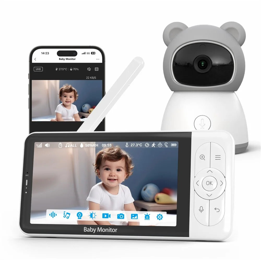 BABY6TYQ 5 Inch Baby Monitor Night Vision Tuya App Infant Two Way Audio 1080P Video WiFi Camera - US Plug - 2