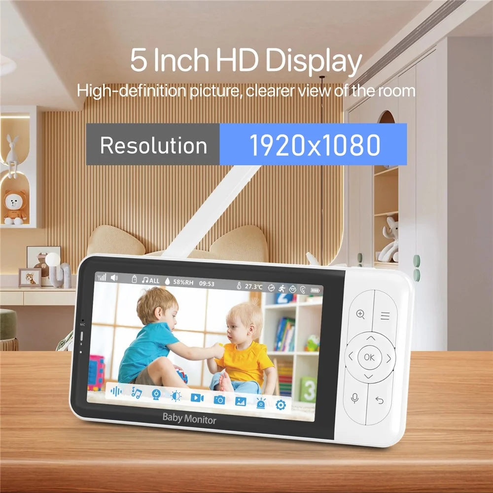 BABY6TYQ 5 Inch Baby Monitor Night Vision Tuya App Infant Two Way Audio 1080P Video WiFi Camera - US Plug - 3