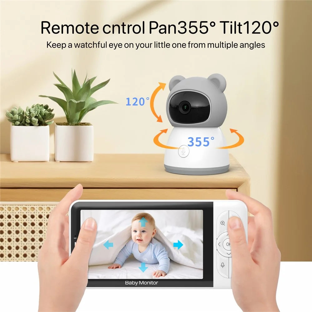 BABY6TYQ 5 Inch Baby Monitor Night Vision Tuya App Infant Two Way Audio 1080P Video WiFi Camera - US Plug - 5
