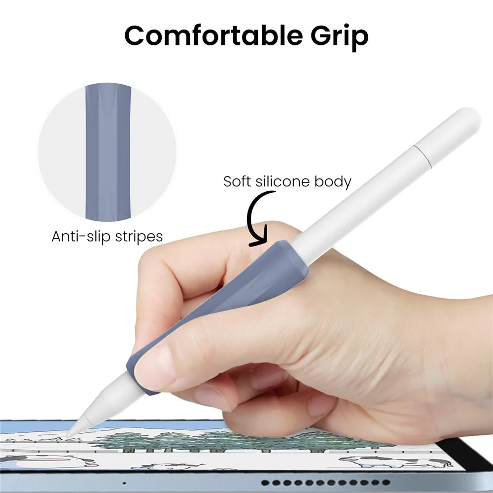 AHASTYLE DD07 Silicone Sleeve for Apple Pencil Pro / Pencil (USB-C) / Pencil (2nd Generation) / Pencil (1st Generation) Stylus Grip Cover - Dark Grey - 5