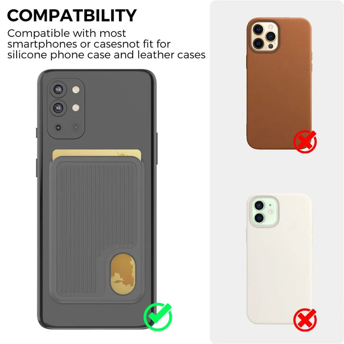 AHASTYLE PT133-B-S Phone Card Holder Adhesive Stick on Phone Wallet Pocket Organizer - Grey - 2