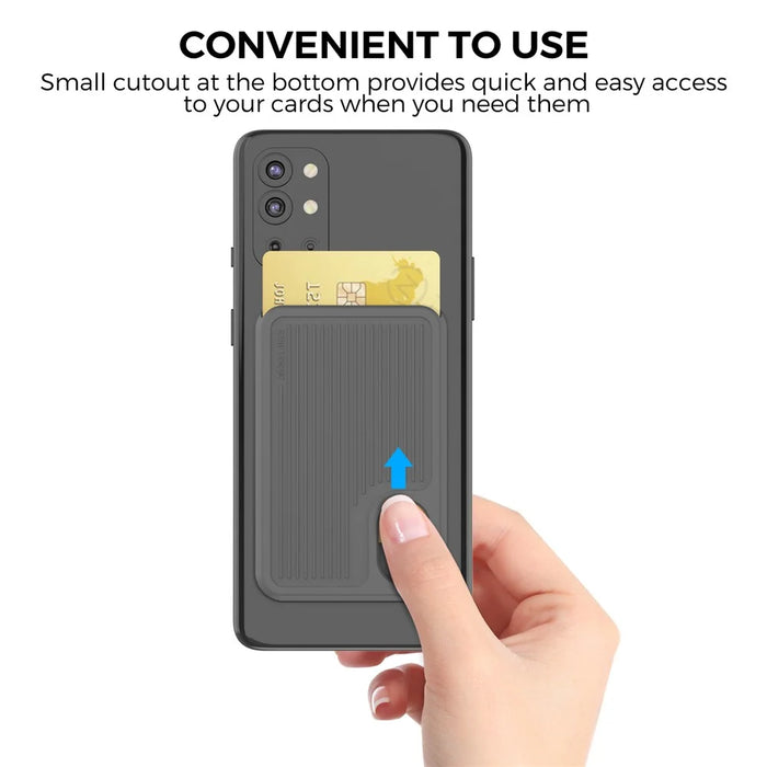 AHASTYLE PT133-B-S Phone Card Holder Adhesive Stick on Phone Wallet Pocket Organizer - Grey - 5