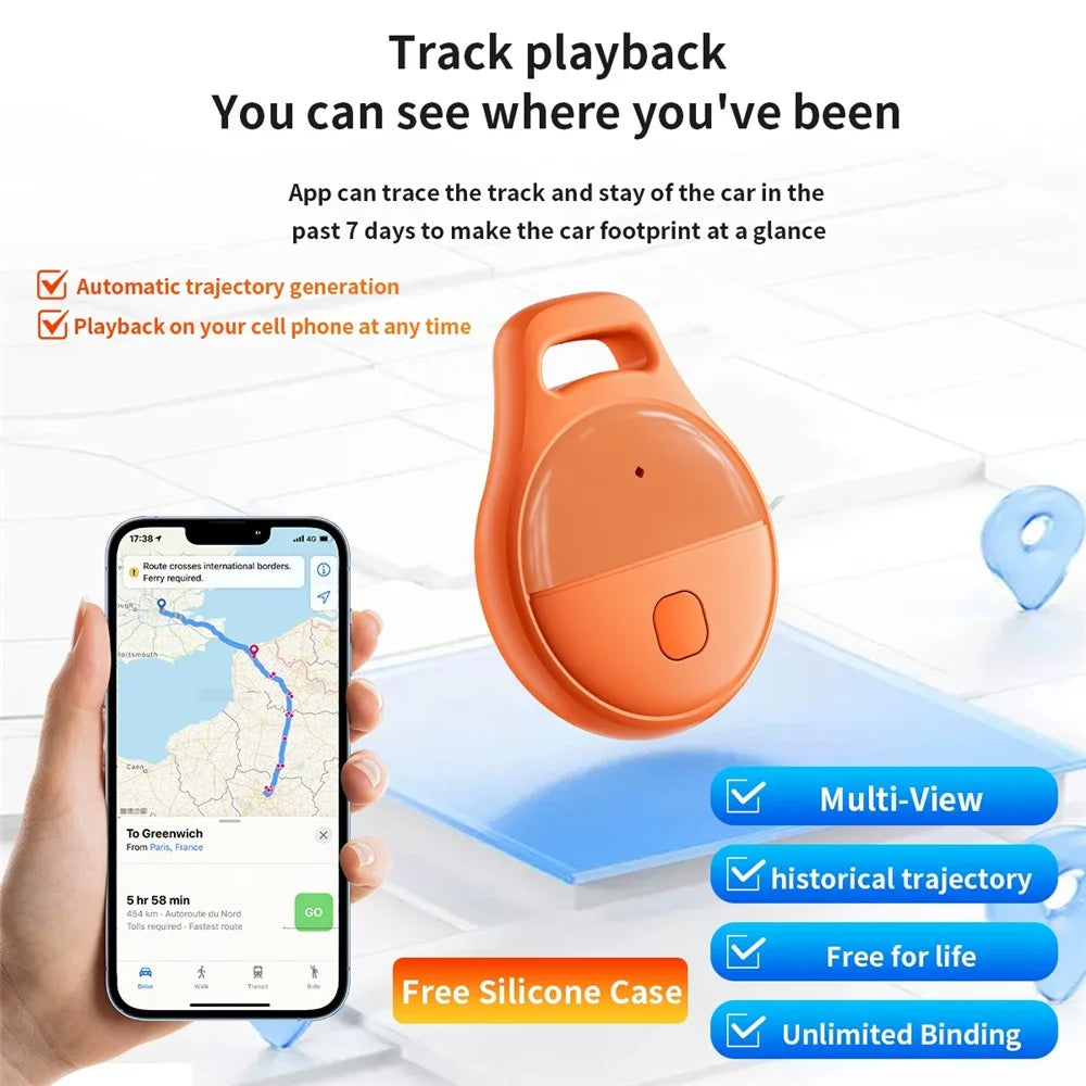 JHX05 IP65 Waterproof Multi User Item Keychain Tracker 7-Day Movement History Finder for iOS Only - Orange - 3