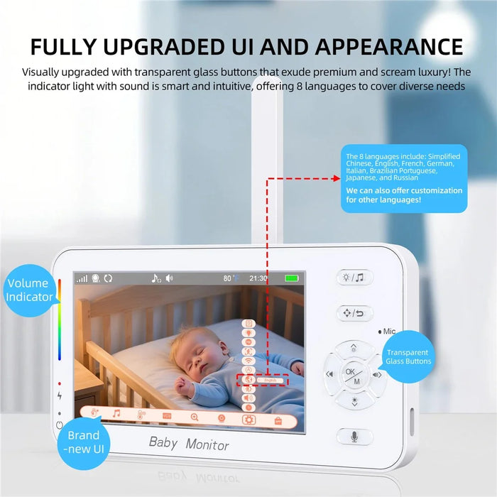 ABM206 4.3 Inch Baby Monitor Infant 2.4G WiFi App Video Monitoring Night Vision Two Way Audio Camera - US Plug - 3