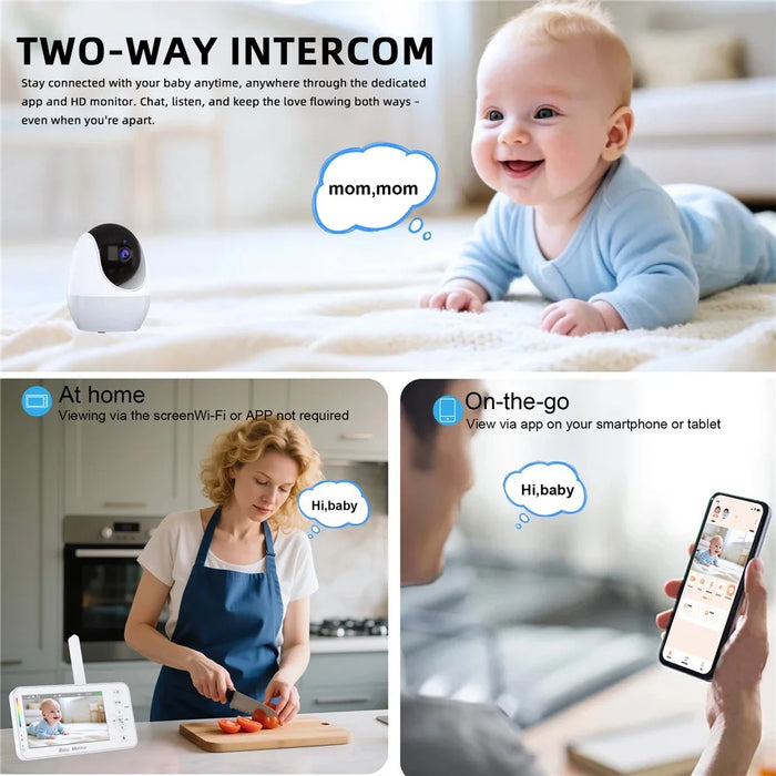 ABM206 4.3 Inch Baby Monitor Infant 2.4G WiFi App Video Monitoring Night Vision Two Way Audio Camera - US Plug - 4