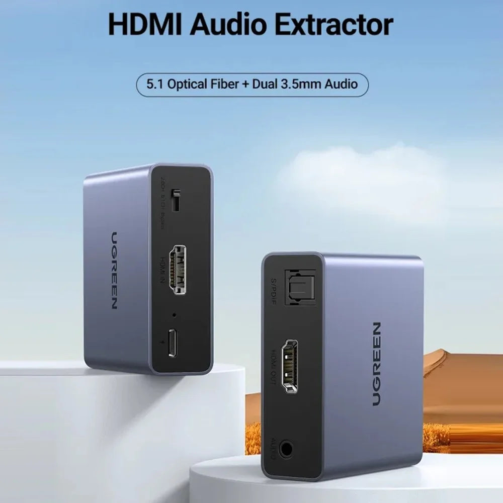 UGREEN 60649 4K HD Audio Extractor  /  Converter 5.1 Optical 3.5mm Output for Home Theater  /  Gaming - 2