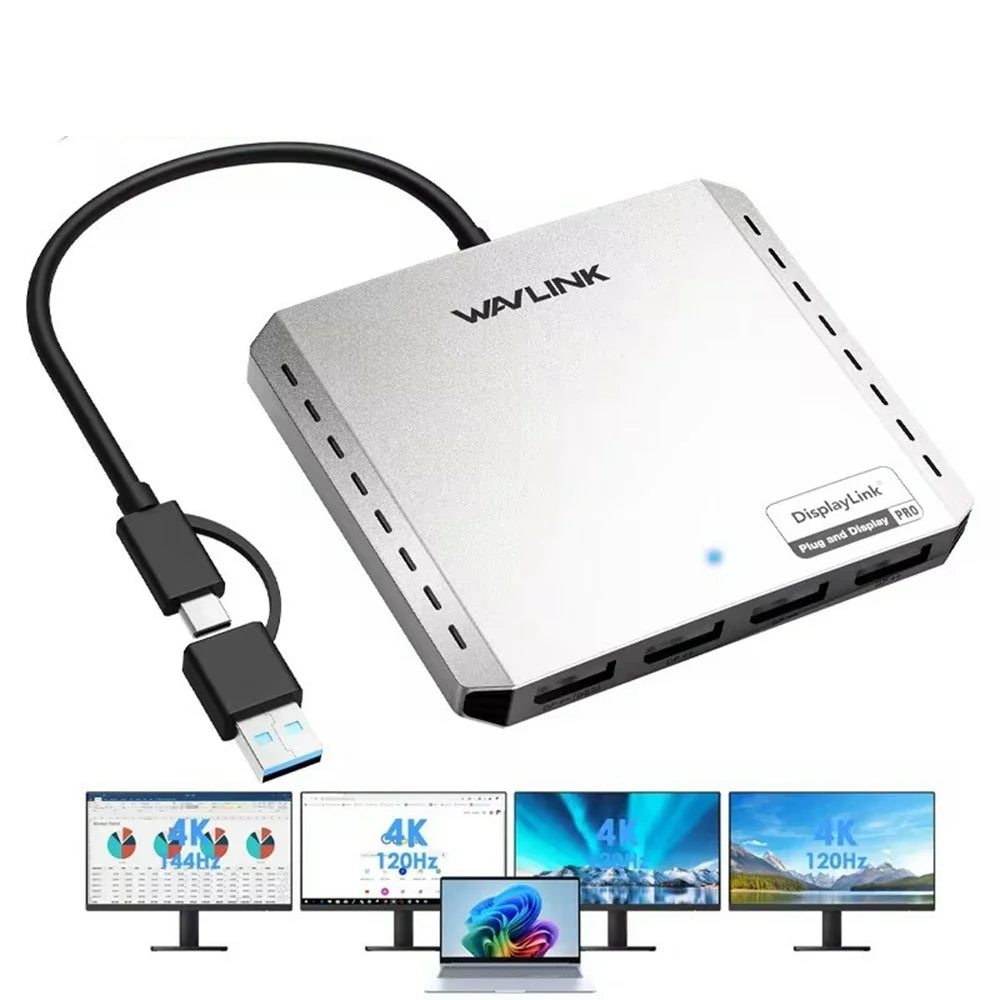 WAVLINK WL-UG7501DH-PD 2 DP + 2 HD Converter 4K / 8K Display Adapter with 85W Upstream Charging for Intel  /  M1  /  M2  /  M3  /  M4 Mac and Windows - 3