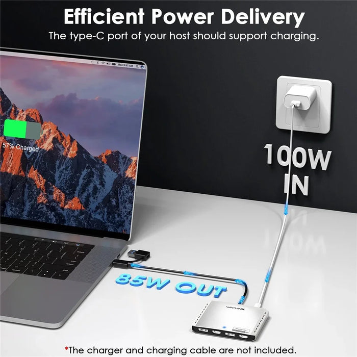 WAVLINK WL-UG7501D-PD 4 DP Converter 4K / 8K Display Adapter with 85W Upstream Charging for Intel  /  M1  /  M2  /  M3  /  M4 Mac and Windows - 4