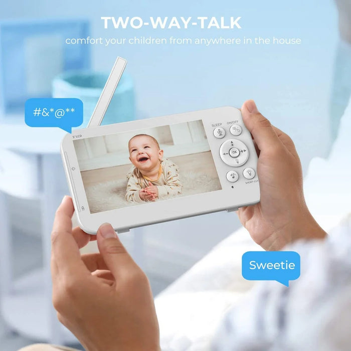 SP960 5 Inch Baby Monitor Two-Way Audio Intercom 720P HD Display Full View RC Home Camera Night Vision - US Plug - 6