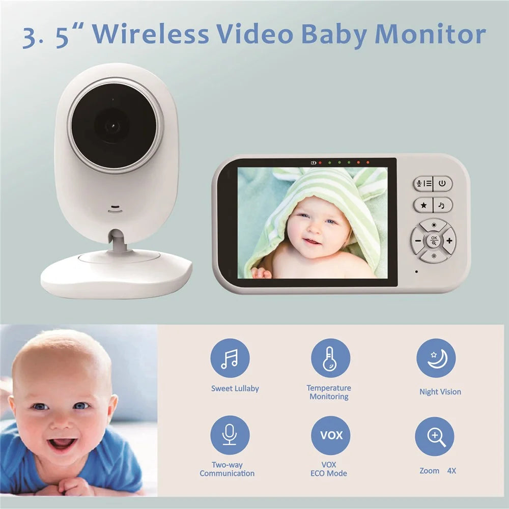 SP316 3.5 Inch Baby Monitor Two-Way Audio Intercom 320P Display Camera Night Vision for Home - US Plug - 2