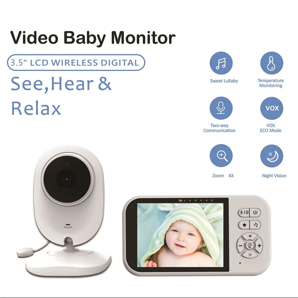 SP316 3.5 Inch Baby Monitor Two-Way Audio Intercom 320P Display Camera Night Vision for Home - US Plug - 3