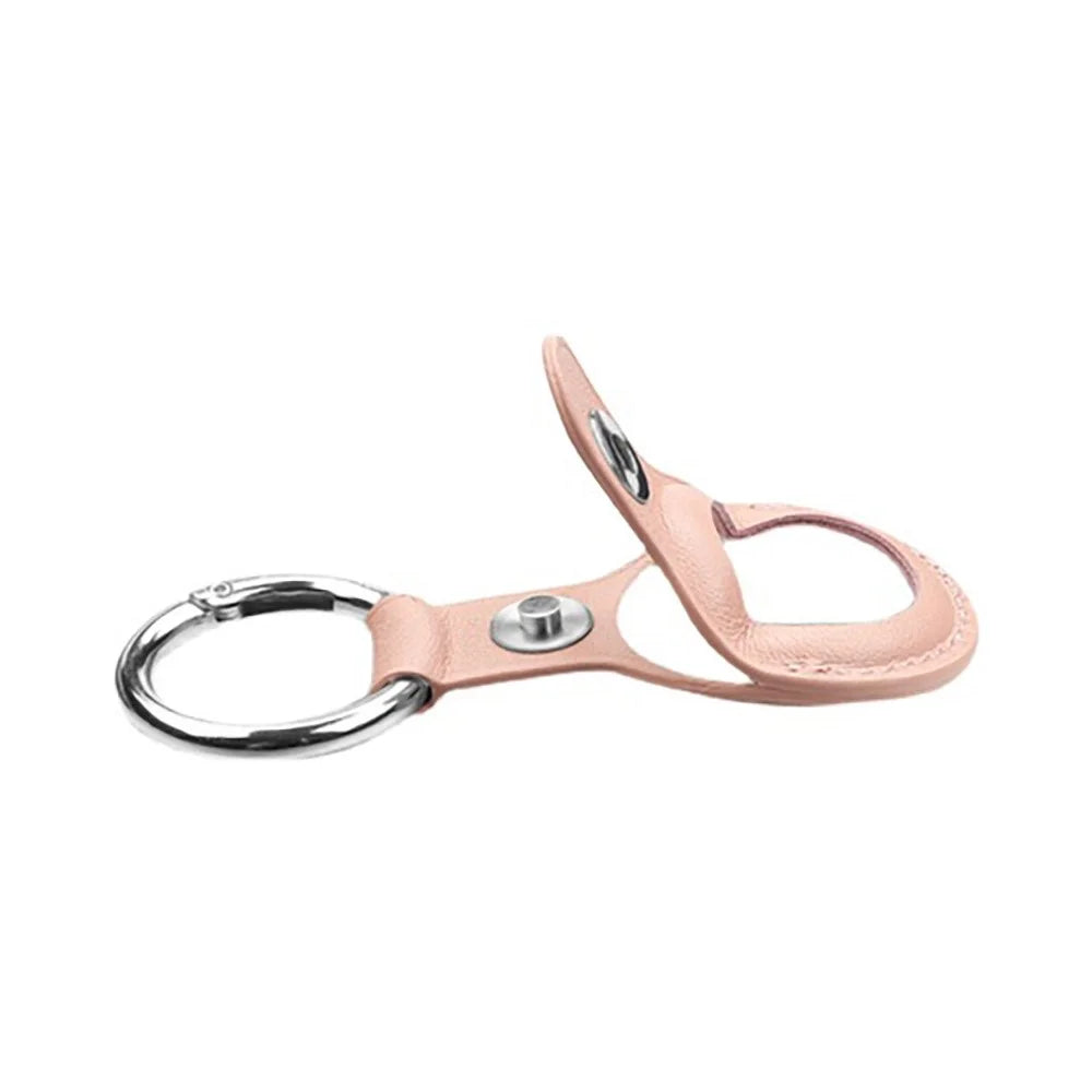 For AirTag Locator Protective Case PU Leather Cover with Anti-Lost Magnetic Closure Key Ring - Pink - 5