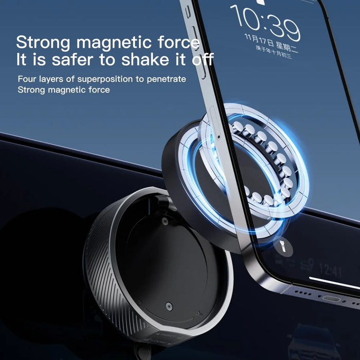 T20 Vacuum Suction Magnetic Phone Mount Tri Axis Adjustable Foldable Phone Holder Stand - Black - 4