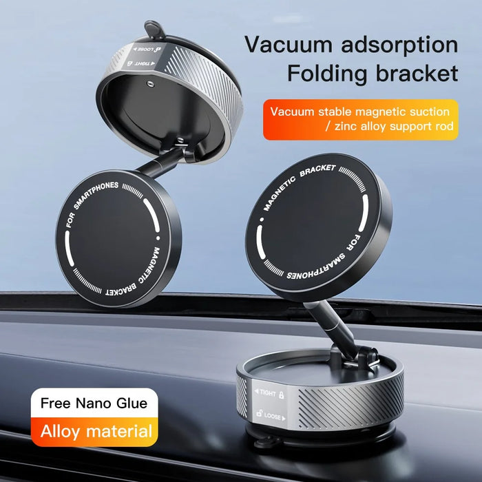 T20 Vacuum Suction Magnetic Phone Mount Tri Axis Adjustable Foldable Phone Holder Stand - Black - 7