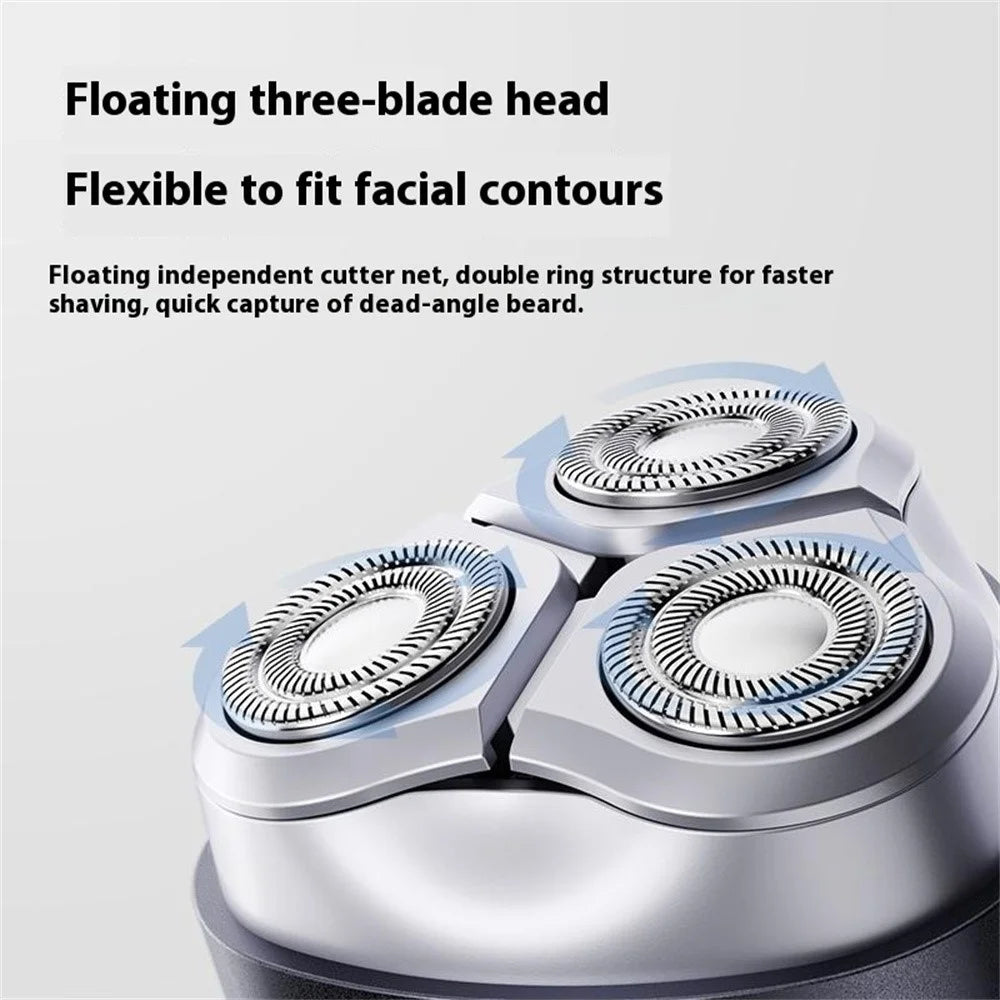 K003 Electric Shaver 3D Floating Head Type-C Fast Charging IPX7 Waterproof Razor - Black - 5