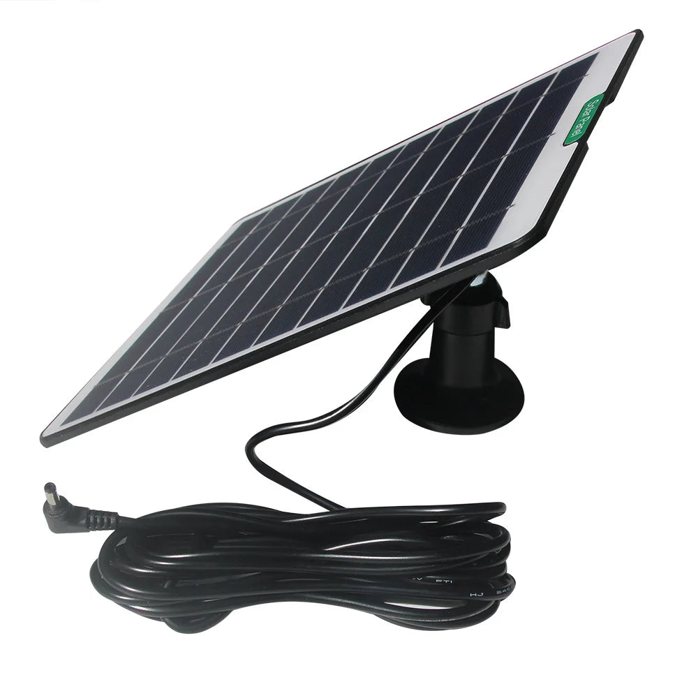 5W 5V Solar Charging Panel DC3.5 Monocrystalline Silicon Charger with 3m Cable for Outdoor Camera / Security Doorbell - Black - 1