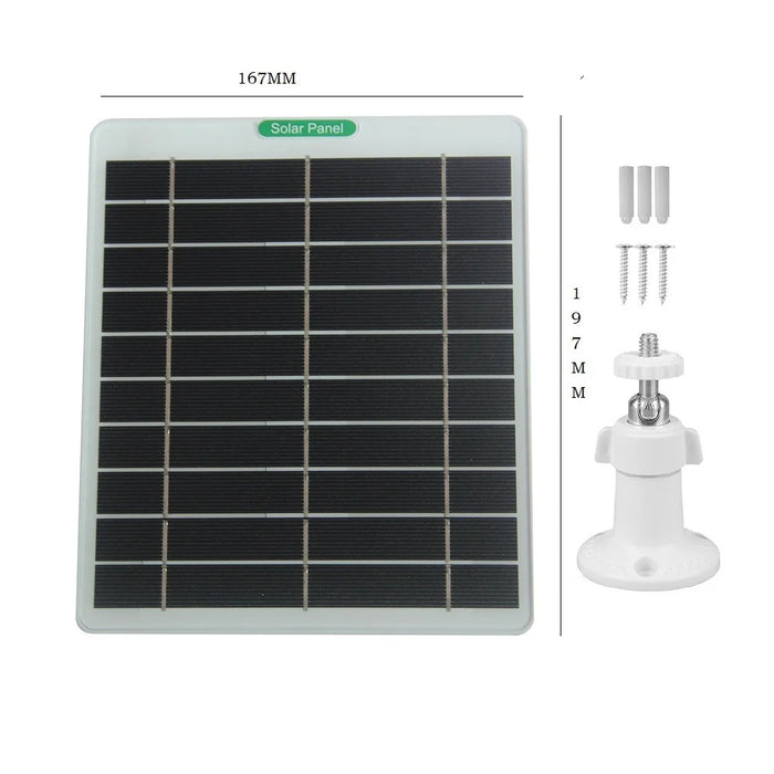 5W 5V Solar Charging Panel DC3.5 Monocrystalline Silicon Charger with 3m Cable for Outdoor Camera / Security Doorbell - Black - 4