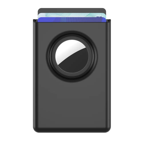 For Apple AirTag Tracker Magnetic Card Holder Hard PC Minimalist Protective Case Compatible with MagSafe - Black - 1