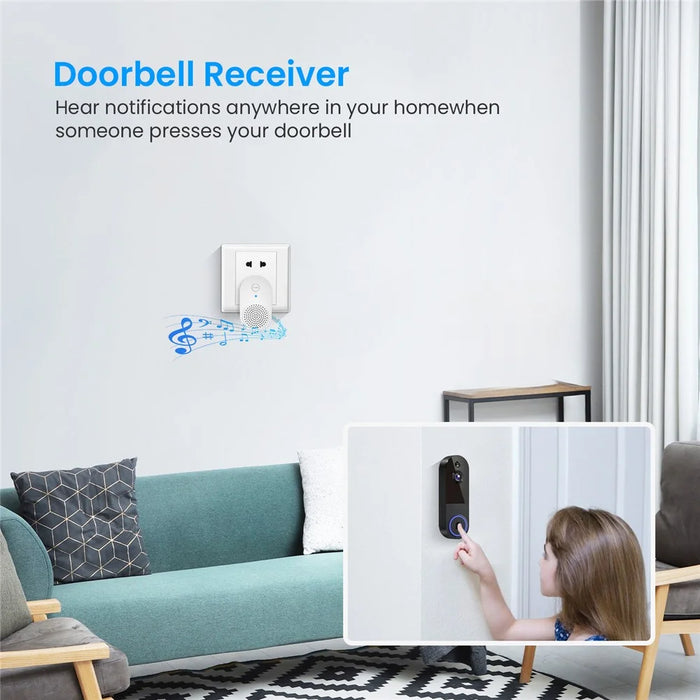 T52 WiFi Wireless Smart Video Doorbell Night Vision HD 1080P Two Way Audio Motion Detection Door Bell - Black - 5