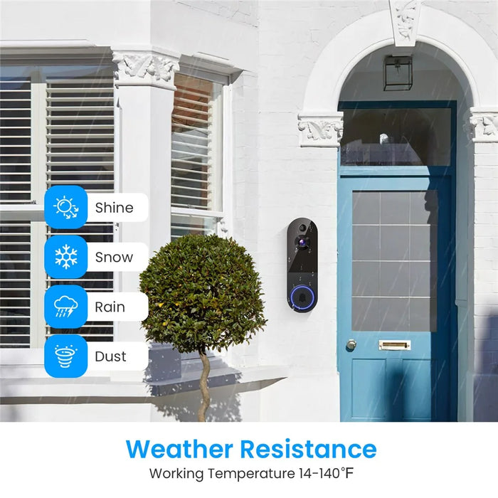 T52 WiFi Wireless Smart Video Doorbell Night Vision HD 1080P Two Way Audio Motion Detection Door Bell - Black - 7