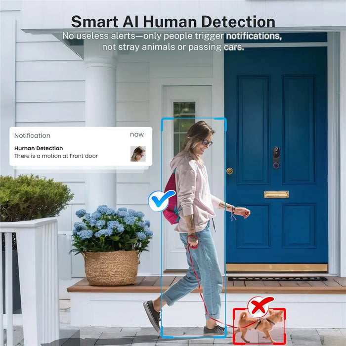 M52 HD Night Vision Wireless Smart Video Doorbell Two Way Audio PIR Motion Detection WiFi Door Bell - Black - 3