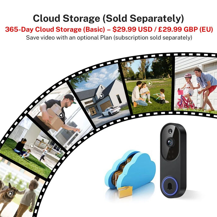 M52 HD Night Vision Wireless Smart Video Doorbell Two Way Audio PIR Motion Detection WiFi Door Bell - Black - 6