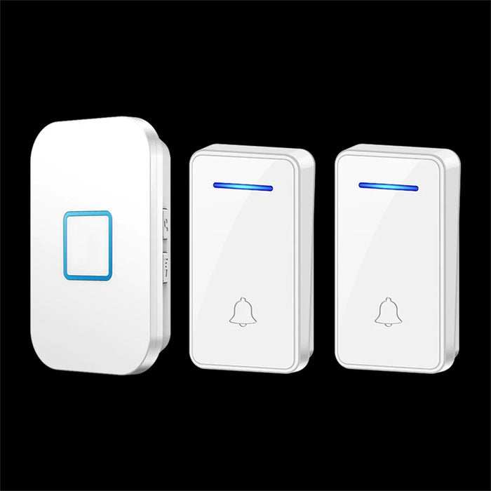 FA88 150m Range 5 Volume Levels Self Powered Wireless Doorbell 60 Melodies Door Chime, 2 Transmitters + 1 Receiver - White / EU Plug - 1