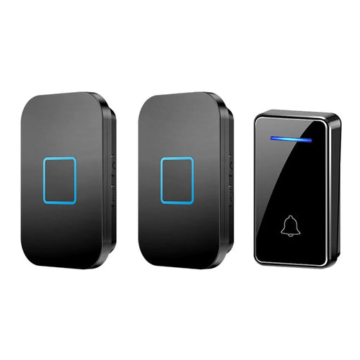 FA88 150m Range 5 Volume Levels Self Powered Wireless Doorbell 60 Melodies Door Chime, 1 Transmitter + 2 Receivers - Black / EU Plug - 1