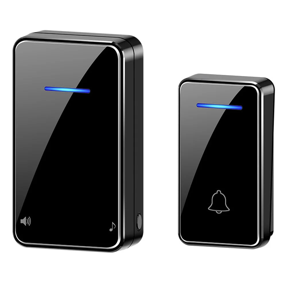 FA8 Self Powered Home Wireless Doorbell 60 Ringtones 5 Volume Levels Door Chime Kit, 1 Transmitter + 1 Receiver - Black / EU Plug - 1