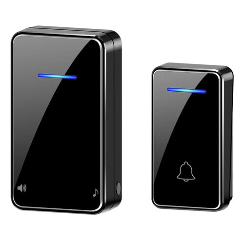 FA8 Self Powered Home Wireless Doorbell 60 Ringtones 5 Volume Levels Door Chime Kit, 1 Transmitter + 1 Receiver - Black / EU Plug - 1