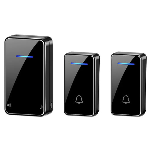 FA8 Self Powered Home Wireless Doorbell 60 Ringtones 5 Volume Levels Door Chime Kit, 2 Transmitters + 1 Receiver - Black / EU Plug - 1