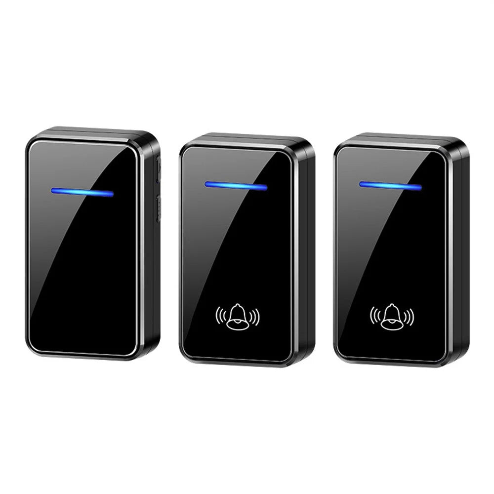 A80 Wireless USB Doorbell for Home 150m Range 60 Melodies 5 Volume Levels Door Chime, 2 Transmitters + 1 Receiver - Black - 1