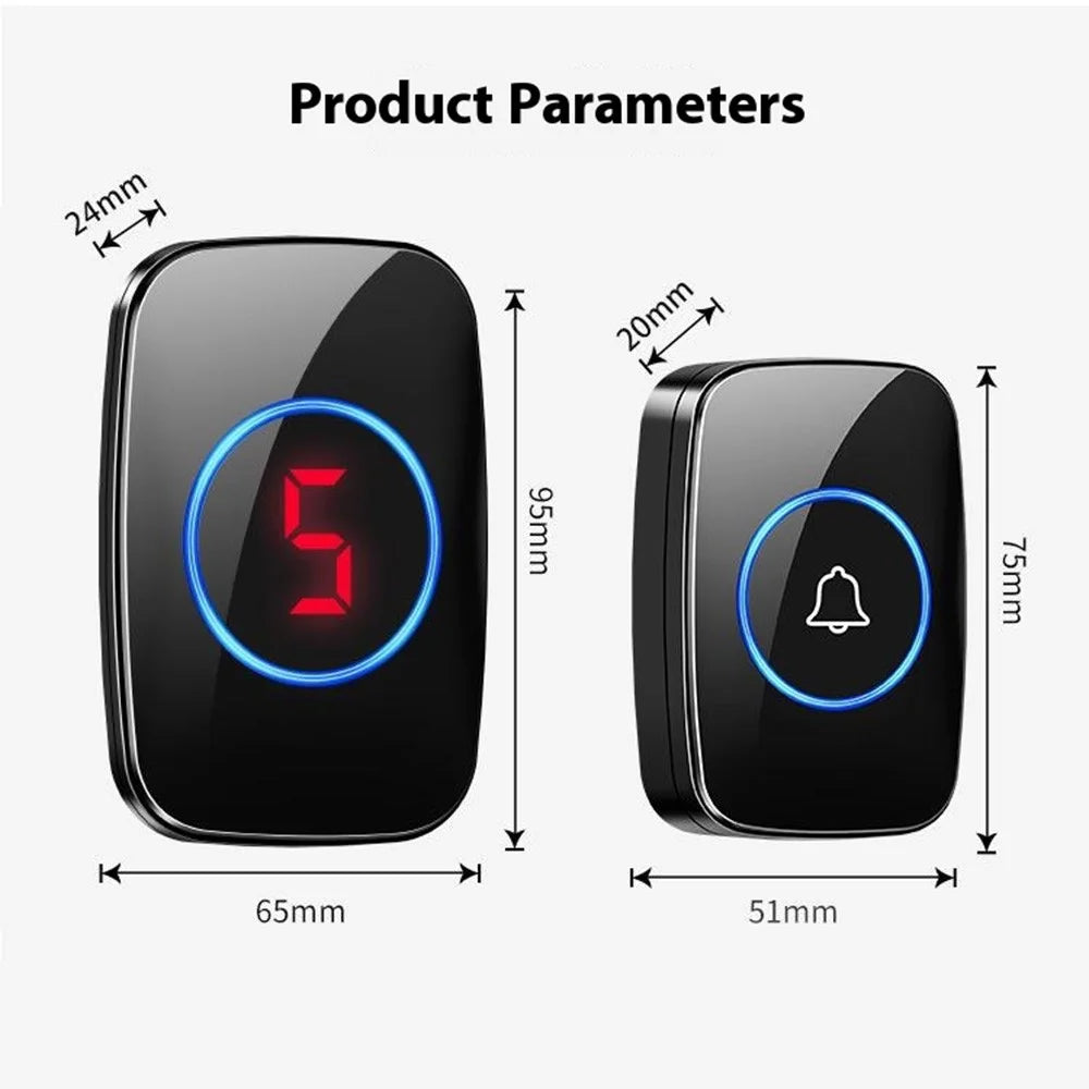 A10 Digital Display Wireless Calling System 60 Melodies Restaurant Pager Long Range Service Bell, 1 Transmitter + 1 Receiver - EU Plug - 7