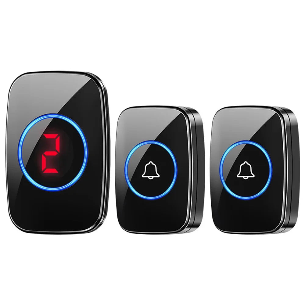 A10 Digital Display Wireless Calling System 60 Melodies Restaurant Pager Long Range Service Bell, 2 Transmitters + 1 Receiver - EU Plug - 1