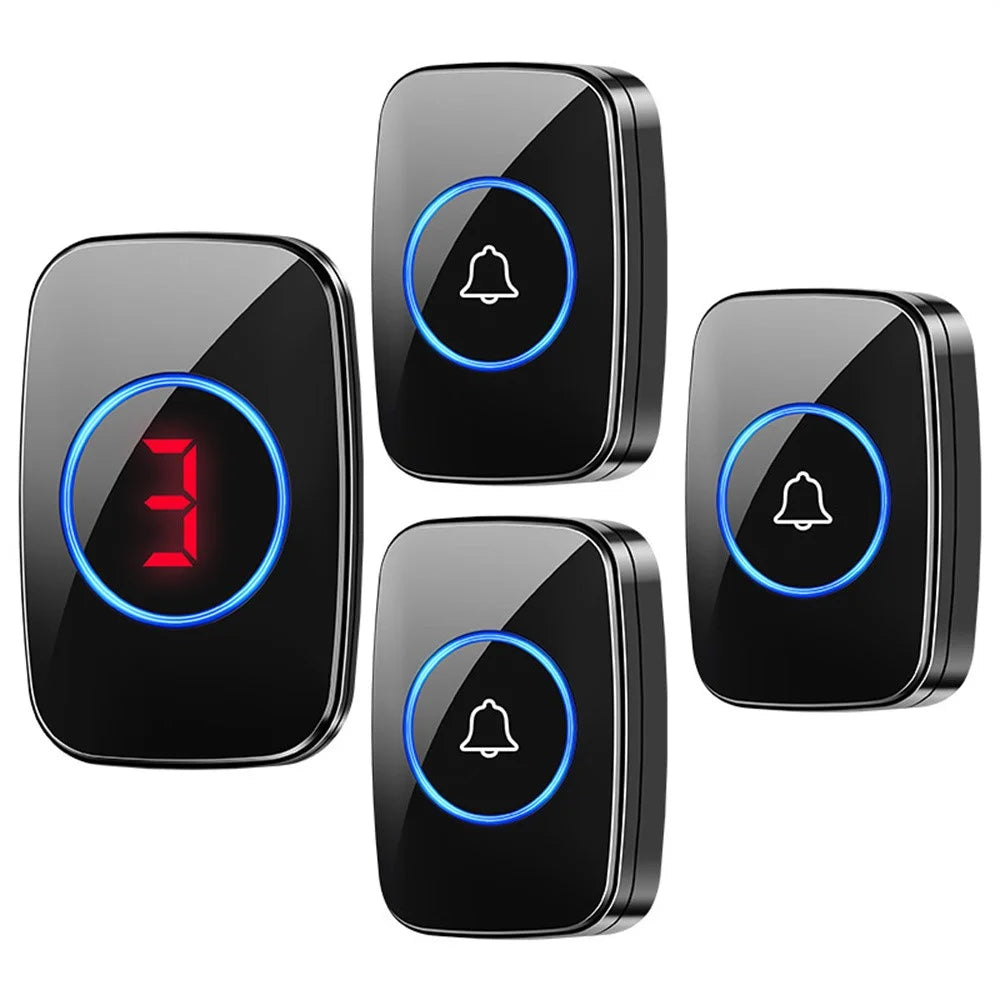 A10 Digital Display Wireless Calling System 60 Melodies Restaurant Pager Long Range Service Bell, 3 Transmitters + 1 Receiver - EU Plug - 1