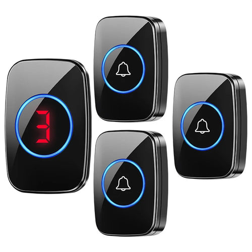 A10 Digital Display Wireless Calling System 60 Melodies Restaurant Pager Long Range Service Bell, 3 Transmitters + 1 Receiver - EU Plug - 1