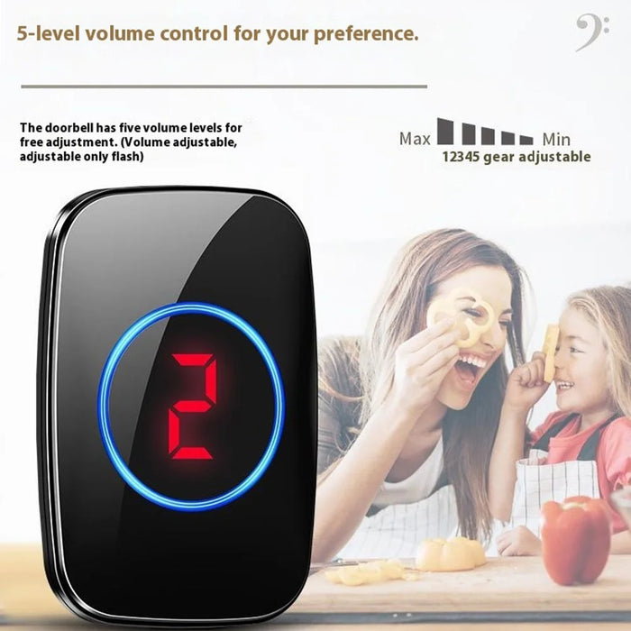 A10 Digital Display Wireless Calling System 60 Melodies Restaurant Pager Long Range Service Bell, 5 Transmitters + 1 Receiver - EU Plug - 4