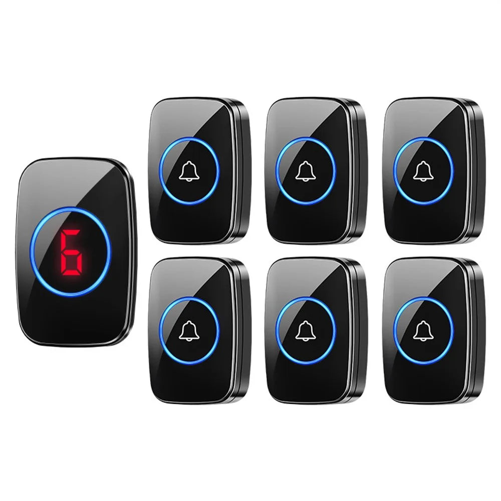 A10 Digital Display Wireless Calling System 60 Melodies Restaurant Pager Long Range Service Bell, 6 Transmitters + 1 Receiver - EU Plug - 1